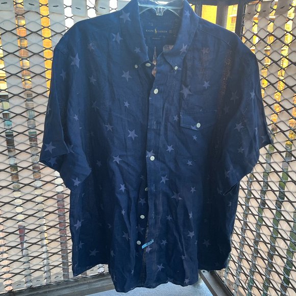 Polo Ralph Lauren Other - Polo Ralph Lauren Linen Shirt Blue Americana Star (Big & Tall) XXL